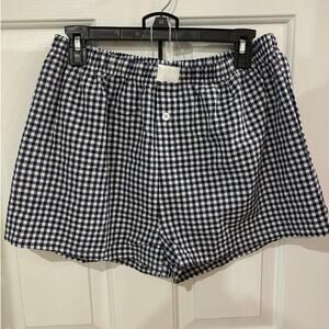 Rosa Clothing womans boxer shorts lounge sporty blue plaid